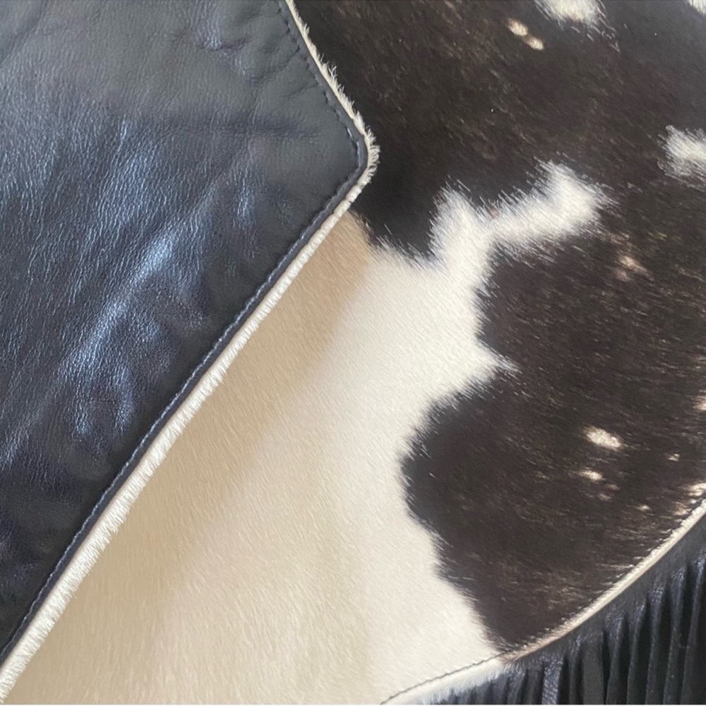 Continental Leather cowhide fringe cropped  jacket M RARE - Picture 7 of 7